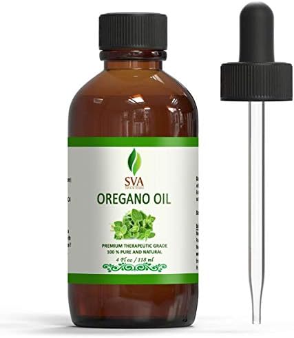 SVA Organics Oregano Essential Oil | Very Strong | 4 OZ (118 ML) - 100% Pure, Natural, Premium Therapeutic Grade for Overall Wellness and Health, Massages, DIY products, complete body care.