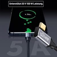 cablecc 10 Gbit/s USB-C USB 3.1 Typ C Gen2 Stecker Daten Video 100 W Kabel 90 Grad links rechts gewinkelt mit E-Marker 50 cm – Ansicht 8