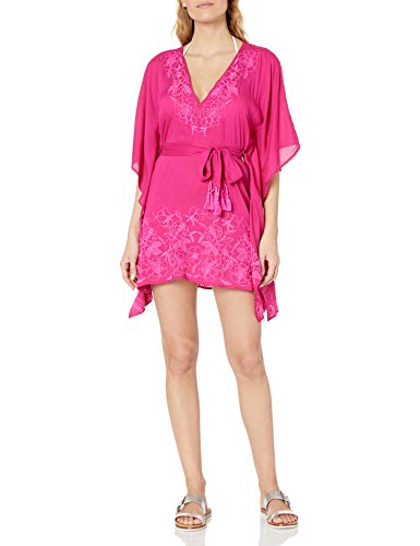 Trina Turk Women's Belted Caftan Swimsuit Cover Up, Berry, L/X-Large