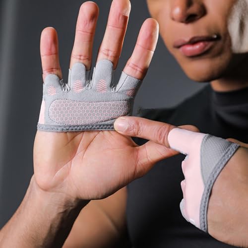 Guantes de gimnasio sin dedos con medio agarre y protección antideslizante transpirable 5