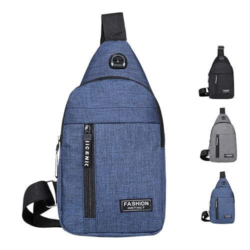 Waterproof Crossbody Sling Backpack with Convertible Strap for Travel, Hiking, Camping, Lightweight Chest Bag for Men, Women (Blue)