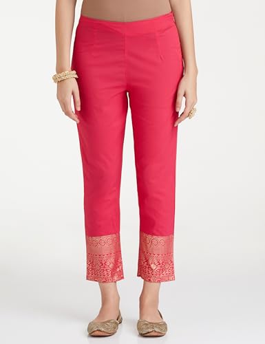 Image of BIBA Women Voile Straight Printed Kurta Slim Pant Suit Set