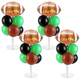 4 Sets Football Party Balloons Stand Kit with Rugby Ball Foil Balloons Football Themed Party Balloon Centerpiece for Tables for Game Sports Birthday Party Football Themed Decorations