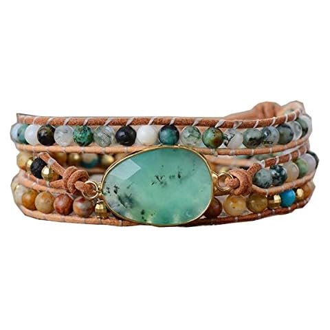 Starto Boho Wrap Bracelets Natural Jasper Crystal Stone Variety Beads Strand Bracelet…, Agate Cover