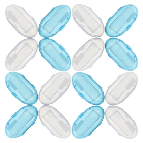HAMPPLIES 10 Piezas Cepillos para Niña de Silicona Suave con Estuche Transparente y Azul Cepillo de Dedos Ergonómico para Limpieza de Encías Dientes y Lengua de Recién Nacidos y