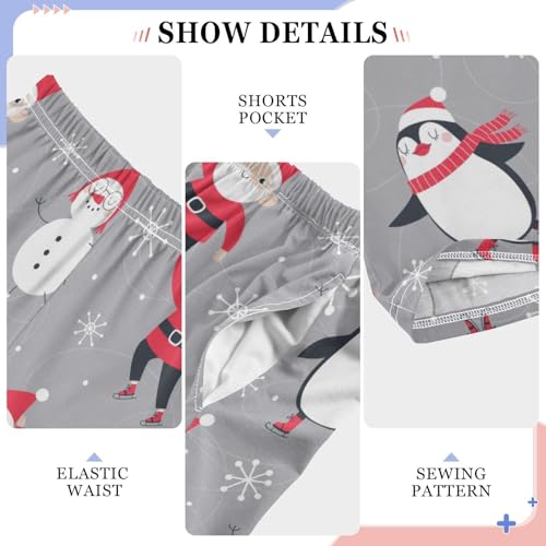Boys' Pants Christmas Santa Penguin Snowman Long Bottoms Jogger Pants Elastic Waist Trousers with Pockets S-XL4