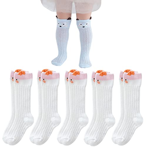 Kevaler 5 Paire Bébé Fille Coton Chaussettes Hautes Motif Mignon Mesh Nouveau née Chaussettes Princesse Élastique Respirant 0-3 ans Cover