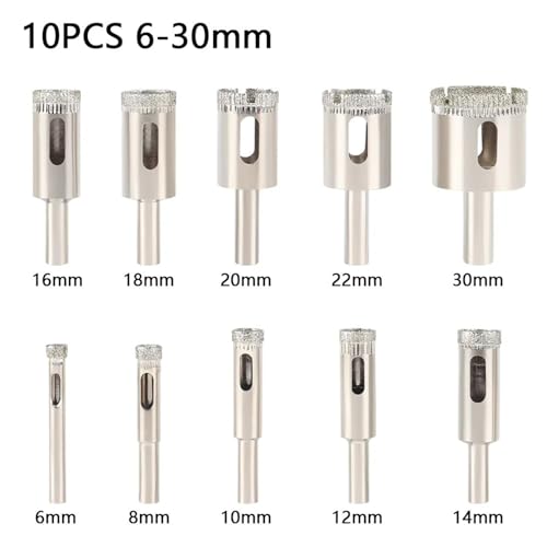 Set 10 brocas diamantadas 6-30 mm para vidrio y cerámica miniatura 2