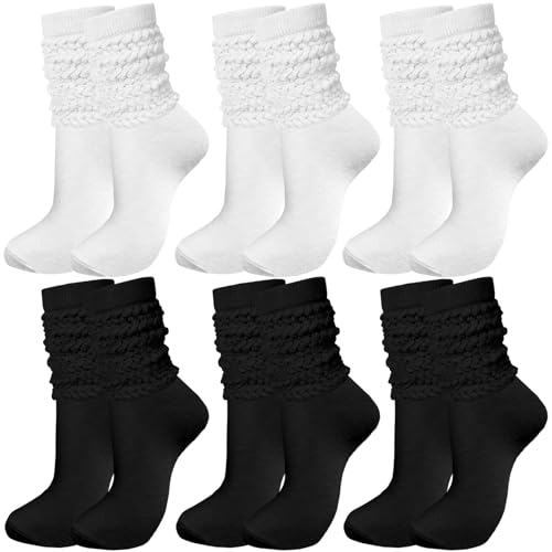 Image of 6 Pairs Slouch Socks for Women, Soft Extra Long Thick High Slouch Slouchy Sock for Women Mothers Gifts