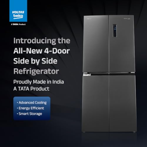 Image of Voltas Beko, A Tata Product, 522 L, Inverter, Convertible, Frost Free, French Four Door Side by Side Refrigerator (2026 Model, R4D522 /FPV3N0RXID, Inox, with Harvest Fresh Technology)