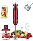 Immersion Blender 5 in 1 Hand Blender, Abuler 1000W Hand Mixer Stick,12 Speed Handheld Blender 304 Stainless Steel with 600ml Mixing Beaker, 500ml Chopper, Whisk and Milk Frother for Soup, Baby Food