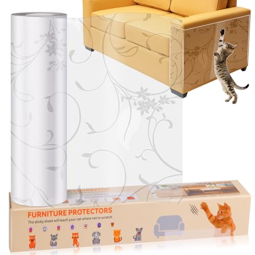 Kratzfolie Katzen Selbstklebend 30cm x 5m Kratzschutz Sofa Katze Transparent Kratzschutz Katze Matt Kratz Schutz Wand Kratzschutzfolie für Sofa Couch Wand Tür und Möbel Schutz Tape