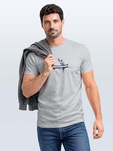 Neverless® Herren T-Shirt Bär Familie Kanu Outdoor Fashion Streetstyle Grau L