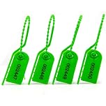 100 Security Tags Cable Ties Numbered Pull Tite Secure Anti-Tamper Seals Adjustable Length Plastic Label 210mm (Green)
