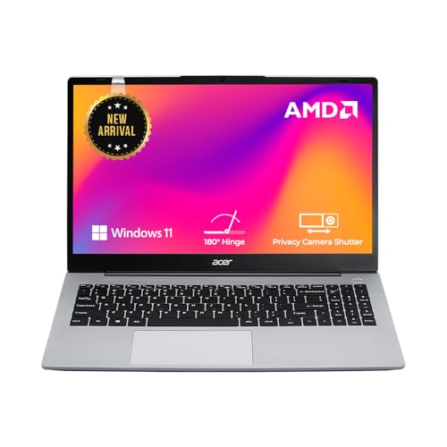 Acer Aspire AMD Ryzen 5-7430U Processor Laptop with 39.62 cm (15.6') Full HD LED IPS Display (8GB RAM/512 GB SSD/WiFi 6/AMD Graphics/Win11 Home/55Wh) AS15-42, Backlit Keyboard, Pure Silver, 1.79KG