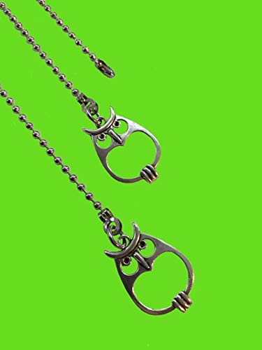 Image of Silver Tone Owl Ball Fan Light Pull Chain Extender Replacement Set of 2