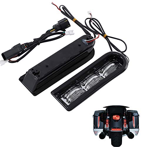 XMT-MOTO Saddlebag Supports LED Light Inserts fits for Harley Davidson Touring models 2014-later,Black Housing/Clear Lens/Red Light