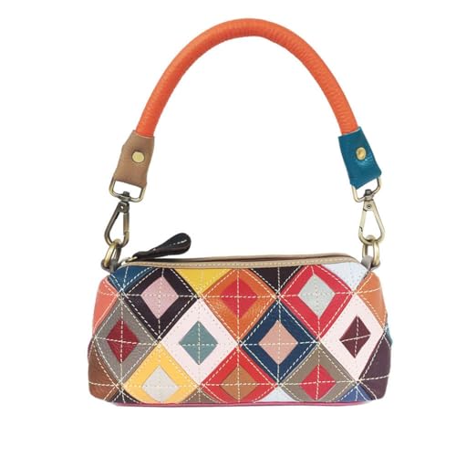 MVNOIRE Colorful Diamond Lattice Cowhide Crossbody Bag