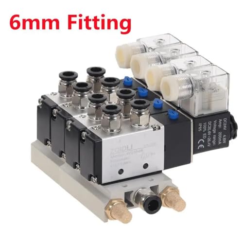 Électrovanne triple 4V210-08 AC 220V robuste à connecteurs 6mm - 3