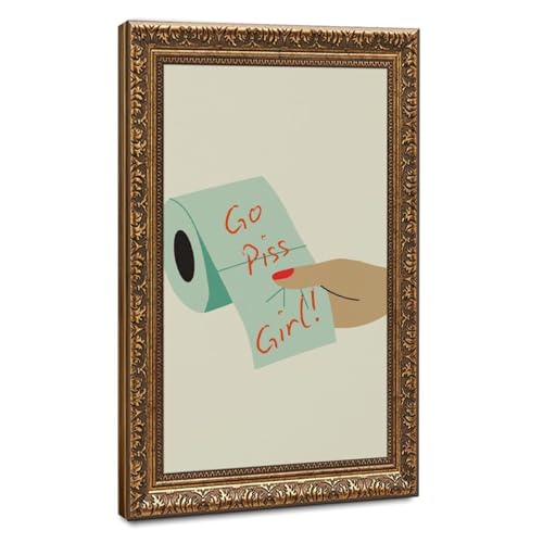 Impression sur toile Go Pee, Girl grand format 40,6 x 61 cm au design humoristique