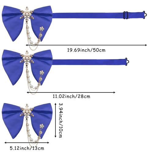 Image of Oversized Bow Ties for Men, Adjustable Bow Tie Pre-tied Bowties Pearl Decoration Bowtie for Tuxedo Wedding Party Prom