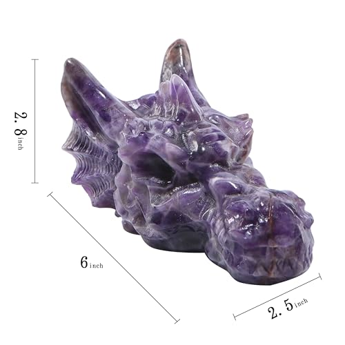 Estatua de calavera de cristal talla dragón 6" miniatura 2