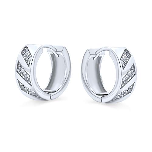 Créoles petites en argent .925 avec bande CZ, le cadeau idéal mixte - 2