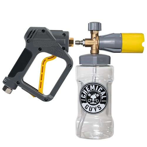 Image of Chemical Guys EQP402 Snubby Pressure Washer Gun, Foam Cannon Attachment, For Pressure Washers + EQP324 Big Mouth Max Release Foam Cannon (For Car, Truck, Home & Boat Connects To Pressure Washer)