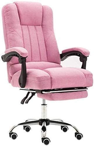 Office Computer Chair with High Back Large Seat and Tilt Function Office Chair Linkage Arm Adjustable Height Seat with Footrest Suitable for Office Lounge Dining Kitchen Bedroom (Color : Grey) (Pink)