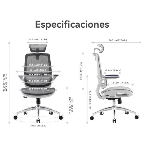 Sedia da Ufficio Ergonomica M59AS, con braccioli ribaltabili 3D, doppio schienale e supporto lombare adattivo, sedia in rete ideale per l’ufficio a casa(Grigio) - Sedia gaming - Immagine 1