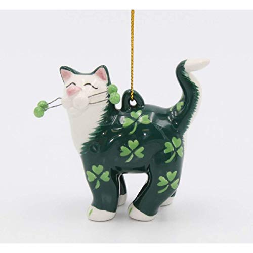 Cosmos Gifts Cat with Shamrock Adorno, Multicolor