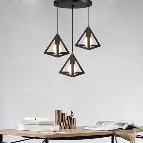 Image of Geometric Pendant Lighting, Geometric Modern Hanging Light Ceiling Fixture for Kitchen Island, Foyer, Hallway, Bedroom and Entryway (Bulb Include) 3LP-Triangle Set