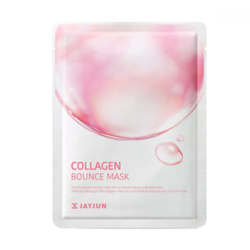 JAYJUN Collagen Bounce Mask (10 Sheets) – Firming & Plumping with French Marine Collagen 0.77 fl. oz.
