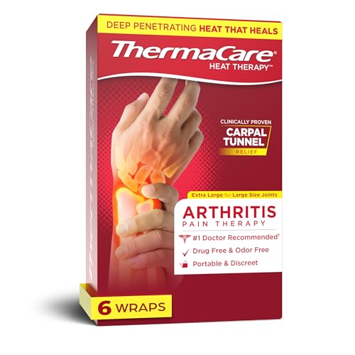 ThermaCare Arthritis Heat Wraps for Joint Pain Relief - Heating Pads for Hands, Wrists, & Knees - 8-Hour Heat Therapy - Flexible, Drug-Free Heat Wraps for Daily Joint Comfort & Support - 6 Count