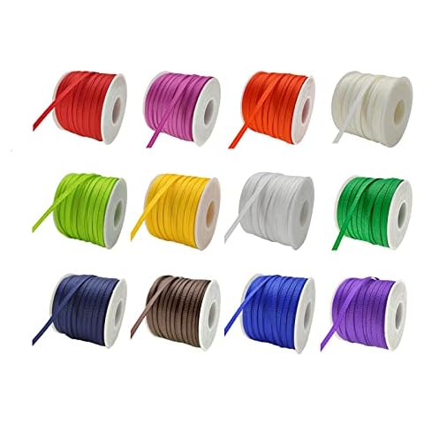JESEP YONG 1/8inch Soild Grosgrain Ribbon 720 Yards Boutique Gift Wrapping Package Thin Ribbon 3mm Fabric DIY Crafts Ribbon Balloons-Florists-Showers Ribbon Assorted Colors Ribbon (Pack of 12) Cover