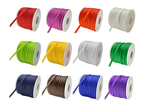 Jesep Yong 1/8" Soild Grosgrain Ribbon Boutique Gift Wrapping Package Ribbon, Diy Crafts, Balloons, Florists, Showers Ribbon Assorted Colors Ribbon (Pack Of 12) #TOP5
