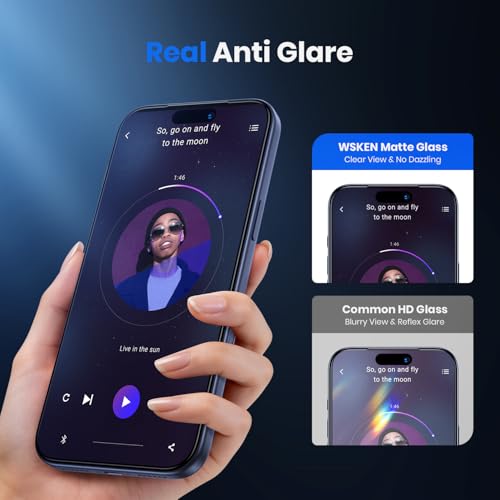 Image of WSKEN for iPhone 17 Pro Max Matte Privacy Screen Protector - Anti Glare Anti Fingerprint [4 Way 360 Anti Spy] 10X Military Shatterproof Zero Bubble Anti Peep Tempered Glass Film for 17 Pro Max
