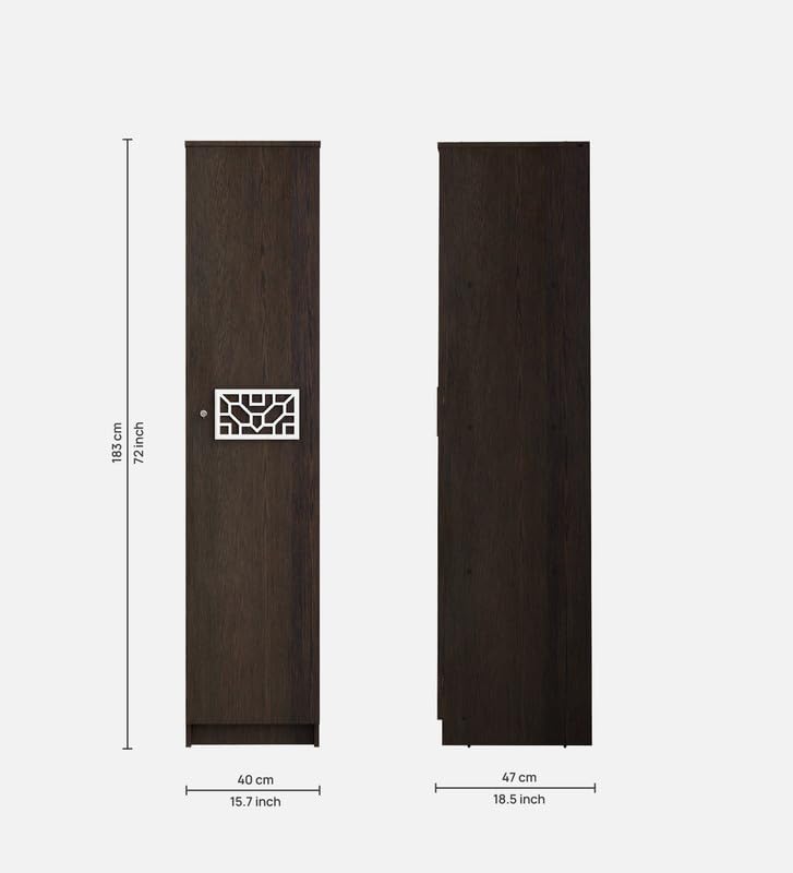 Image of Echo Multipurpose 1 Door Wardrobe /Spacious 4 Shelves with Drawer Engineered Wood 1 Door Wardrobe (Finish Color - Dark Wenge, Knock Down)
