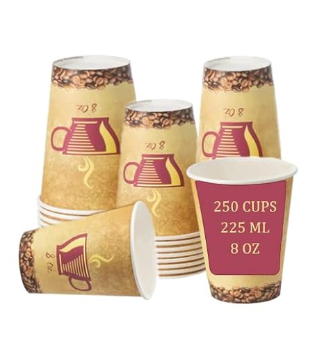 Decorline Lot de 250 gobelets en carton 225 ml - Tasse à café à emporter - Pour servir du café, du thé, des boissons chaudes et froides