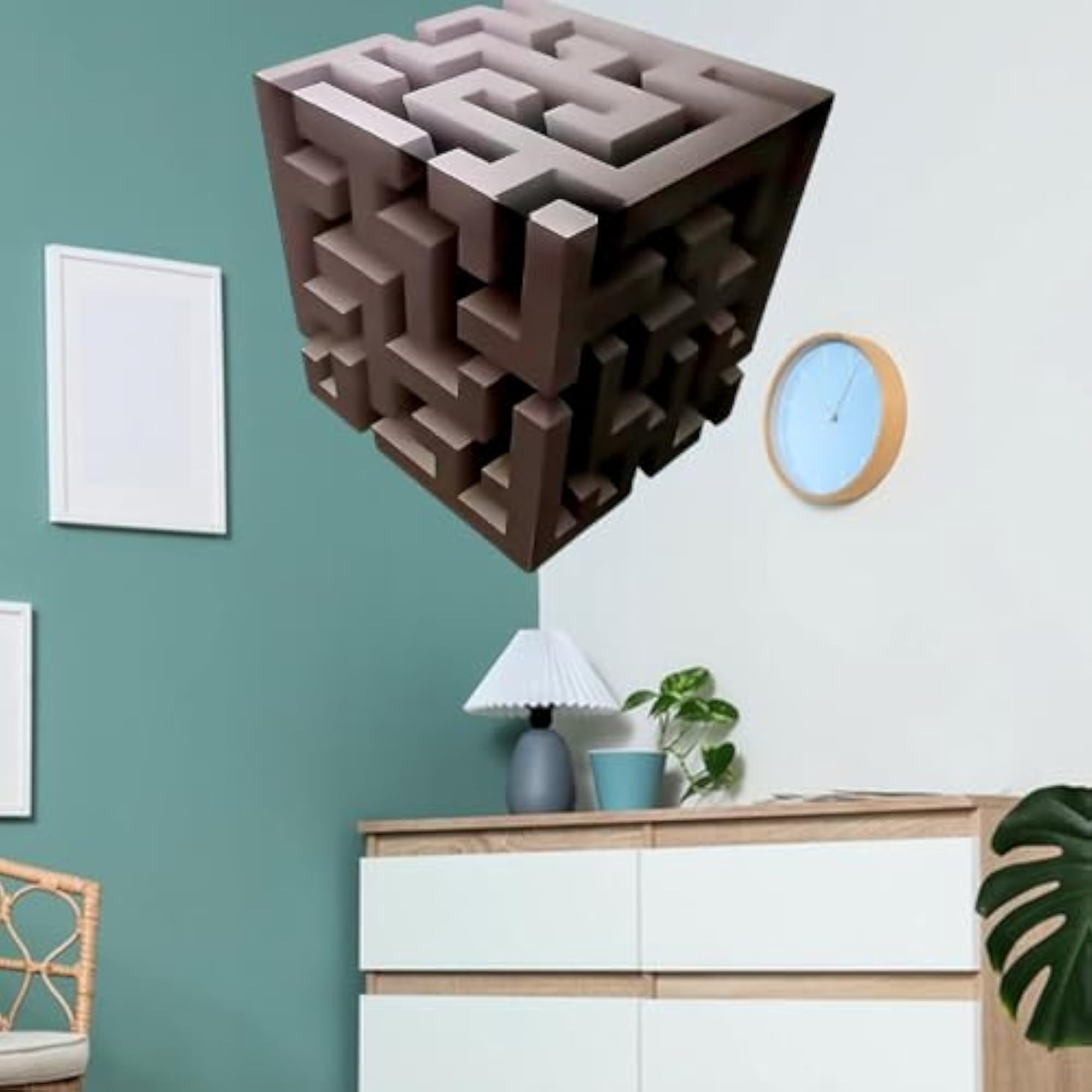 3D Optical Illusion Wall Stickers, Geometric Cube Design