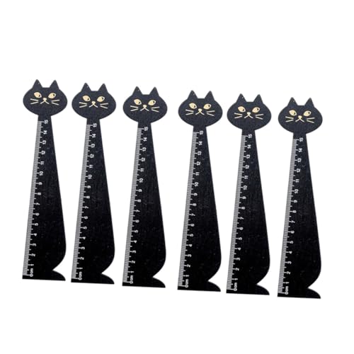 Abaodam 6個 かわいい猫デザイン木製定規 学校用画材 小学生向け耐久性ある描画用ルーラー 男子女子兼用オフィス家適用