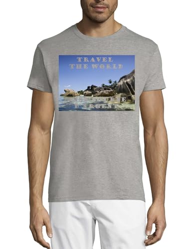 T-shirt homme coton de qualité supérieure motif Anse Source d'Argent