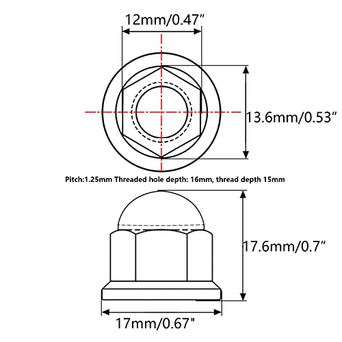 Image of Titanium M6 M8 M10 Dome Head Acorn Nuts for Bicycle Motorcycle Exhaust Pipe Car Pack of 6 (M8, Black)