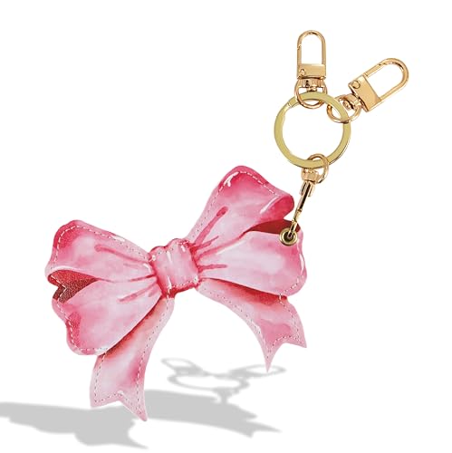 Image of Sonix Keychain Case Compatible with Apple AirTag | Protective AirTag Cover Keychain | Pink Bow