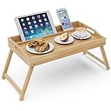 RichFire Bed Tray with Handles and Foldable Legs, Bamboo Bed Table Bed Desk, Breakfast in Bed Tray f