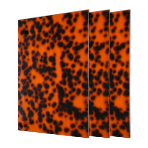 Image of TOEPODO Tortoise Shell Cast Acrylic Sheets 1 /8 Thick Acrylic Leopard Pattern Opaque Plastic Panels for Laser Cutting DIY Crafts /Home Deco (3, Tortoise, 8x12inch)
