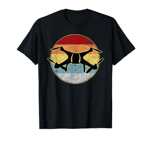 Vintage Drone Pilot Quadcopter Flying Front & Back Design T-Shirt