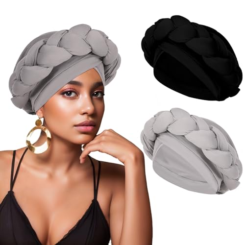 Turban africain femme tresse bandeau cheveux bonnet chimio chimiothérapie pré-noué extensible