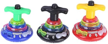 YeahiBaby 3-Pack LED Light Up Flashing UFO Spinning Tops Flashing Music Gyro(Random Color)