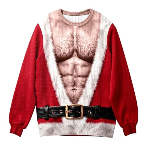 Ugly Christmas Sweatshirts for Women Funny 3D Hairy Chest Santa Pullover - image 4